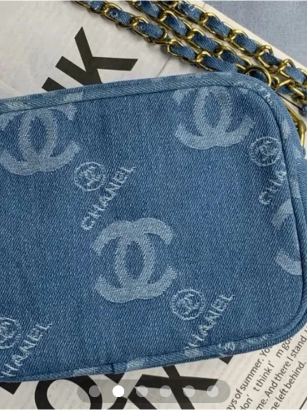 Chanel Blue Denim Crossbody Cosmetic Bag